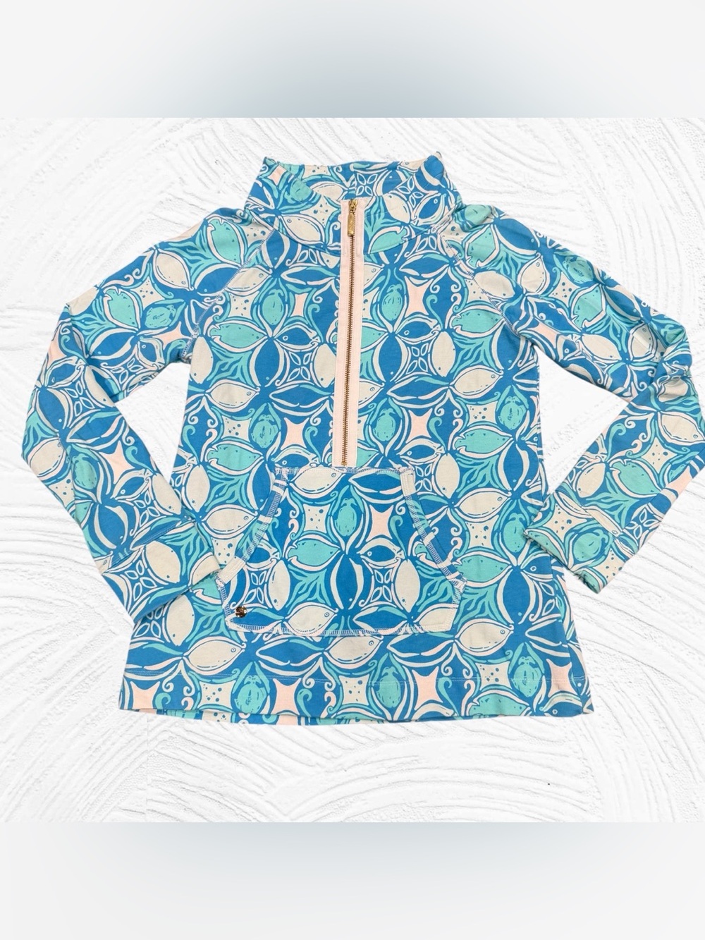 Lilly Pulitzer Popover‎ Skipper What a Raquet Blue White Medium Abstract Resort